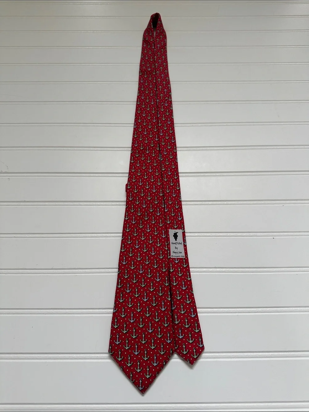 Vineyard Vines Red Christmas Tie w/ Anchors